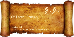 Griesz Janka névjegykártya